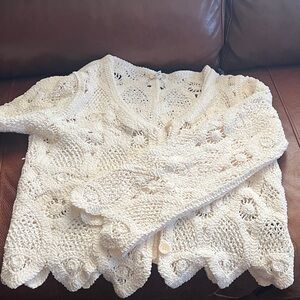 POL Cream Crochet Cardigan